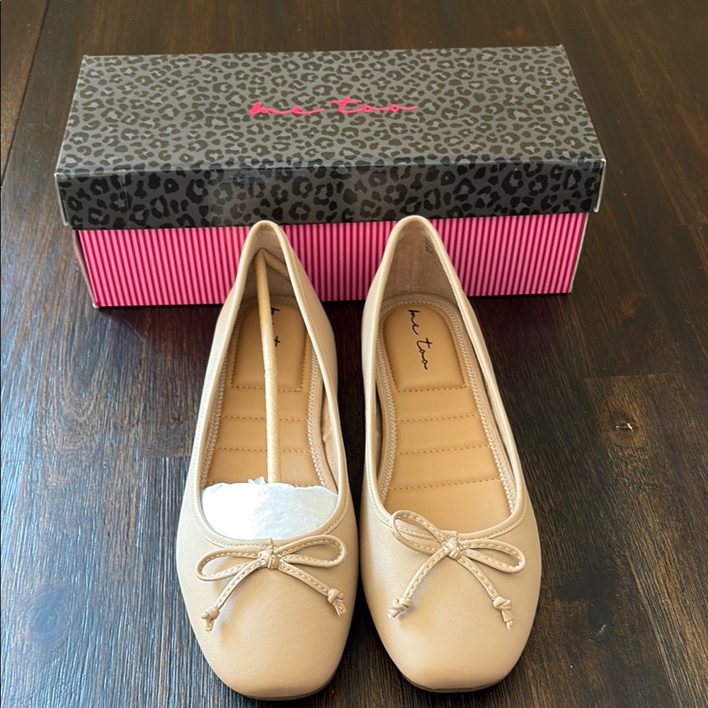 New - Me Too Tan Flats with Bow Detail
